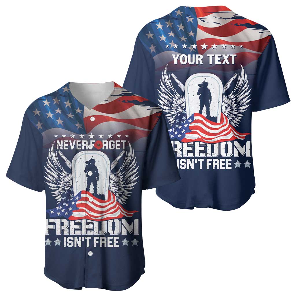 Never Forget Freedom American Memorial Day Personalized Baseball Jersey