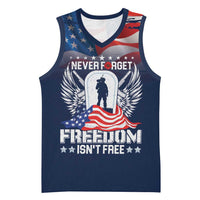 Never Forget Freedom American Memorial Day Personalized Basketball Jersey