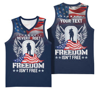 Never Forget Freedom American Memorial Day Personalized Basketball Jersey