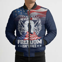 Never Forget Freedom American Memorial Day Personalized Bomber Puffer Jacket