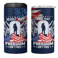 Never Forget Freedom American Memorial Day Personalized 4 in 1 Can Cooler Tumbler