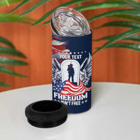 Never Forget Freedom American Memorial Day Personalized 4 in 1 Can Cooler Tumbler