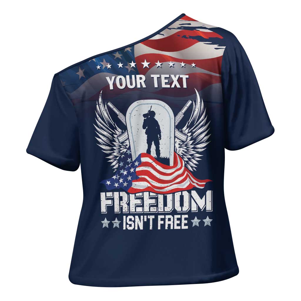 Never Forget Freedom American Memorial Day Personalized Cross Shoulder Shirt