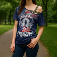 Never Forget Freedom American Memorial Day Personalized Cross Shoulder Shirt