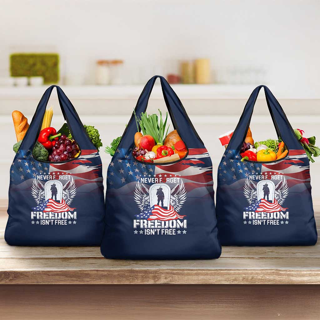Never Forget Freedom American Memorial Day Grocery Bag