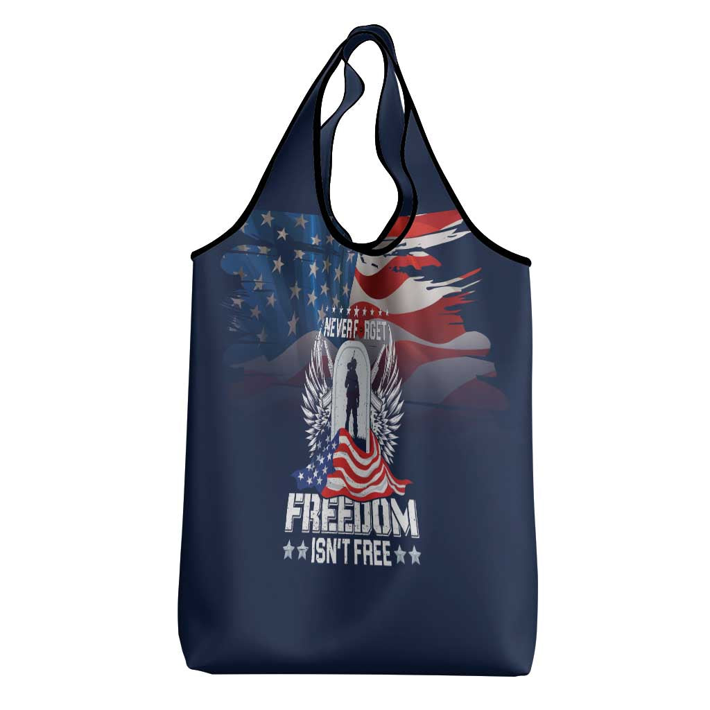 Never Forget Freedom American Memorial Day Grocery Bag