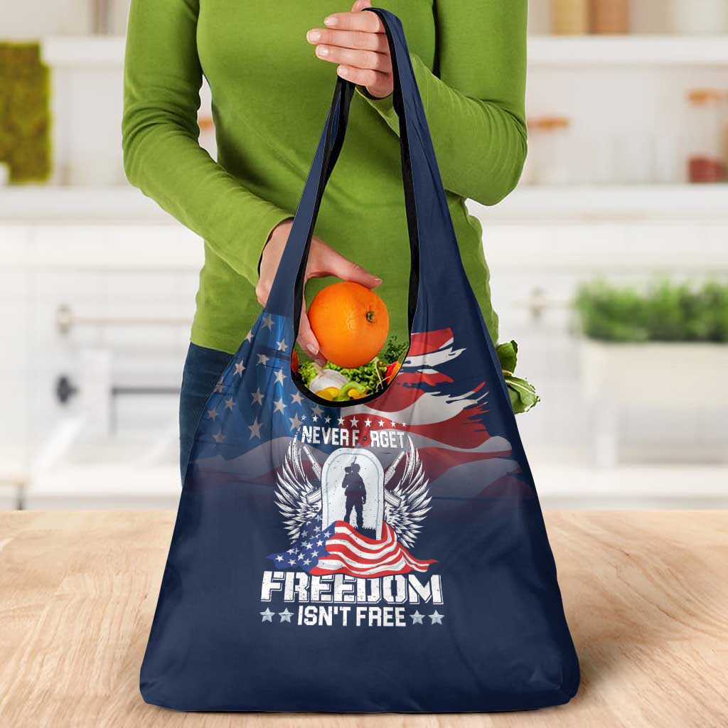 Never Forget Freedom American Memorial Day Grocery Bag