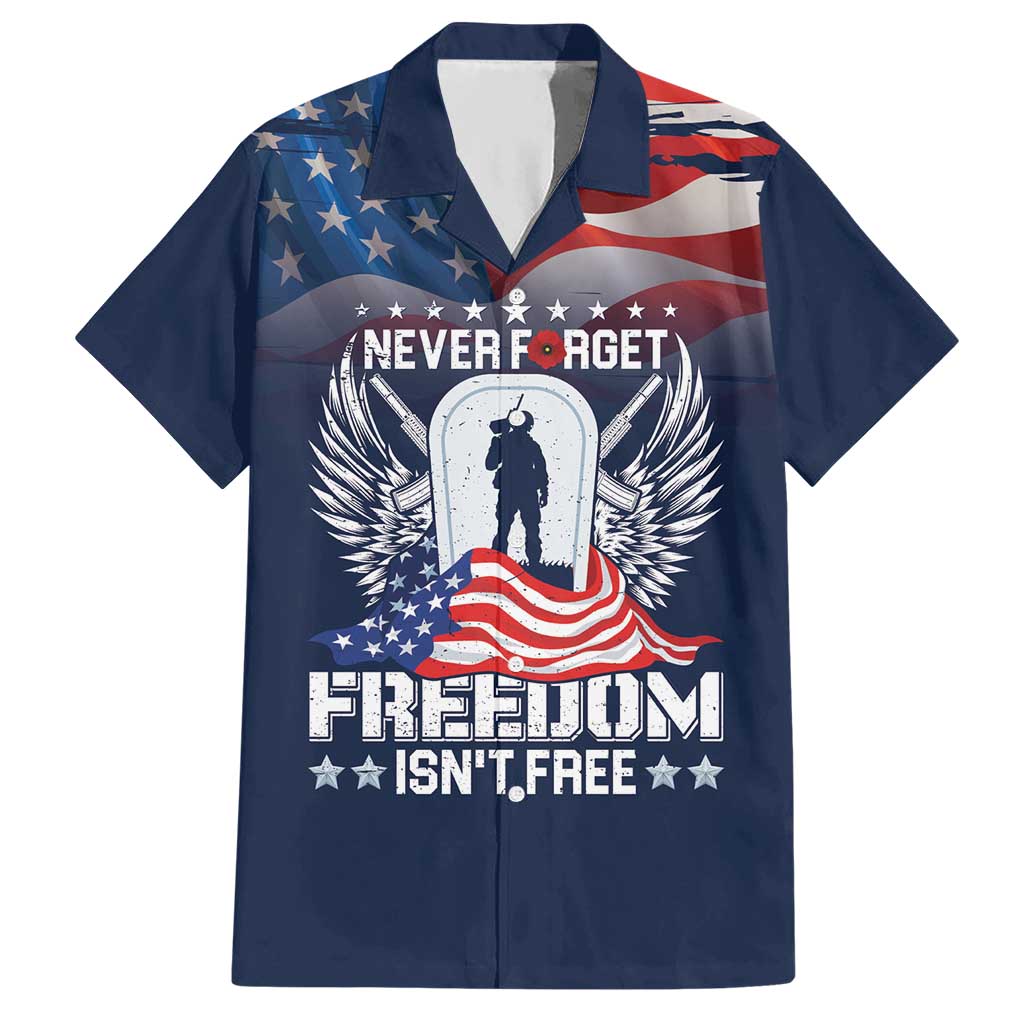 Never Forget Freedom American Memorial Day Personalized Hawaiian Shirt