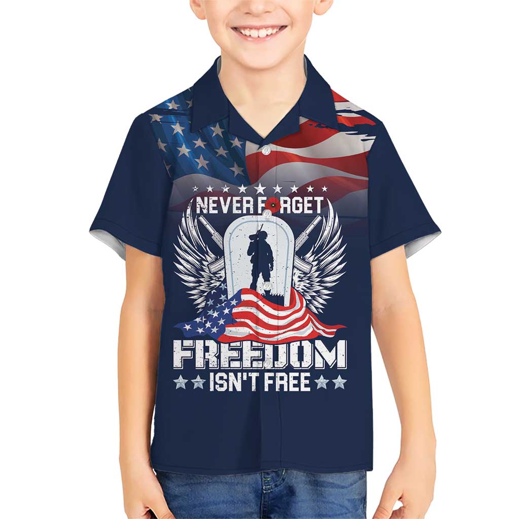 Never Forget Freedom American Memorial Day Personalized Hawaiian Shirt