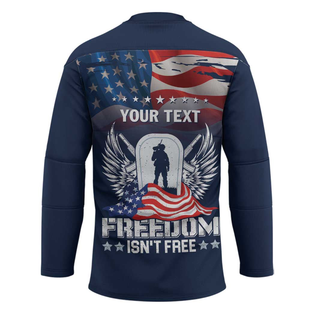 Never Forget Freedom American Memorial Day Personalized Hockey Jersey