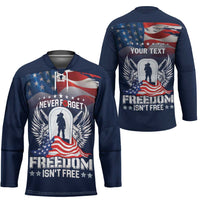 Never Forget Freedom American Memorial Day Personalized Hockey Jersey