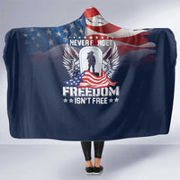 Never Forget Freedom American Memorial Day Hooded Blanket