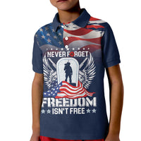 Never Forget Freedom American Memorial Day Personalized Kid Polo Shirt