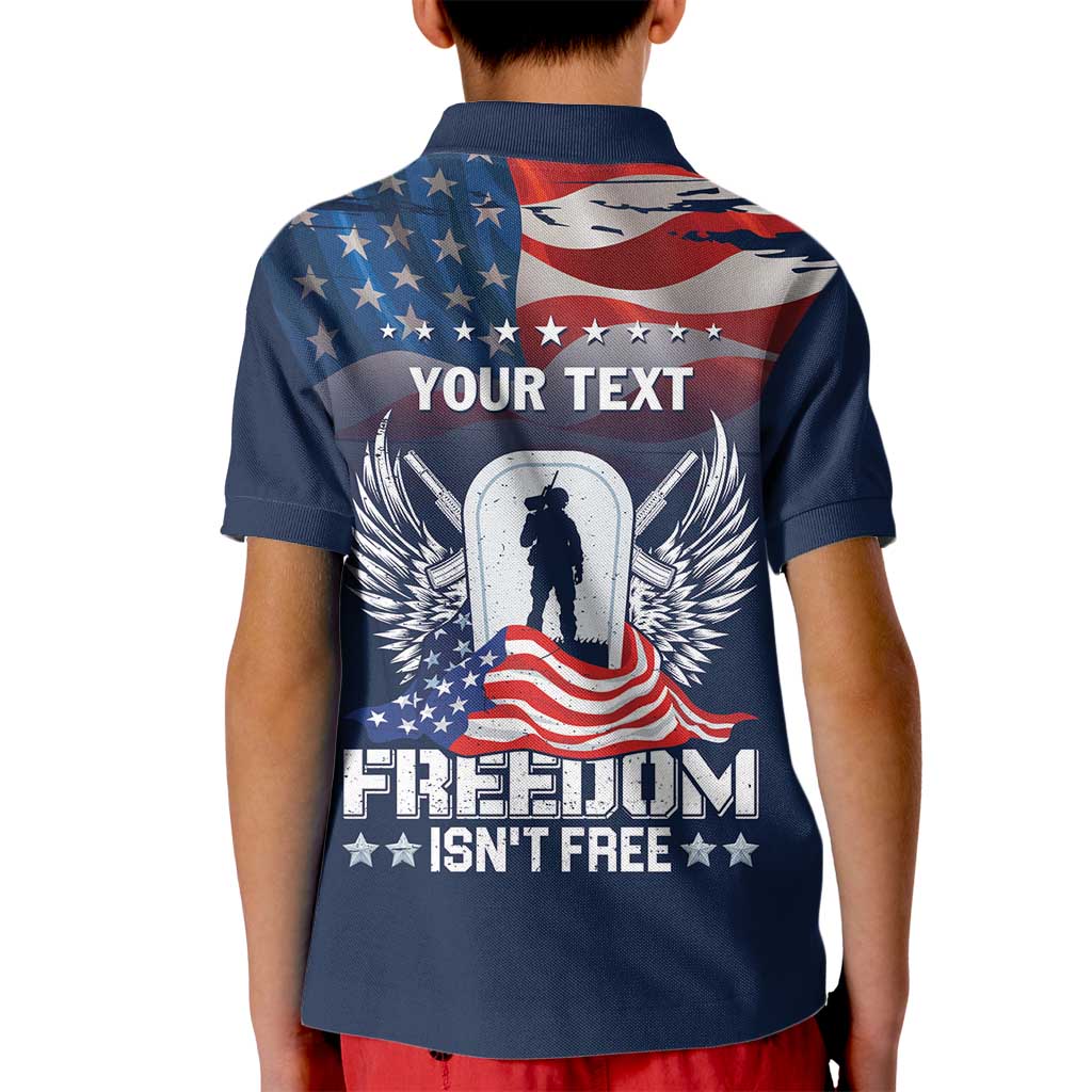 Never Forget Freedom American Memorial Day Personalized Kid Polo Shirt