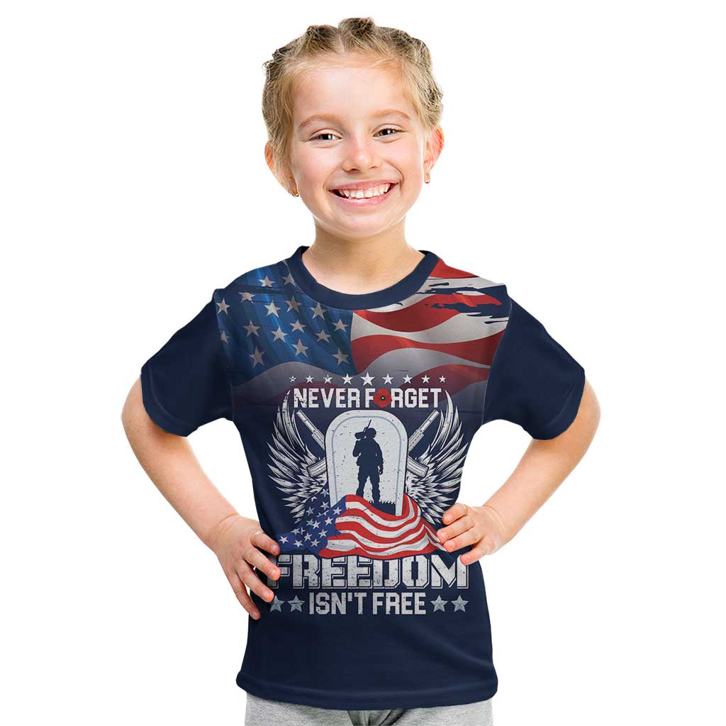 Never Forget Freedom American Memorial Day Personalized Kid T Shirt