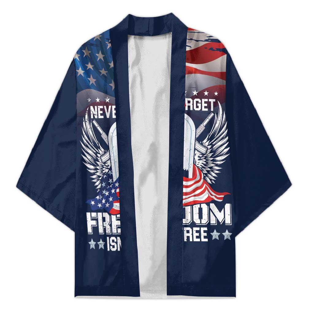 Never Forget Freedom American Memorial Day Personalized Kimono
