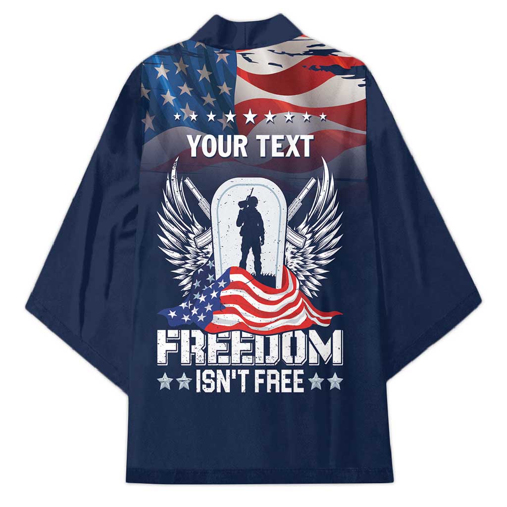 Never Forget Freedom American Memorial Day Personalized Kimono