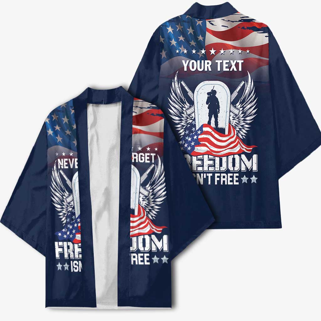 Never Forget Freedom American Memorial Day Personalized Kimono