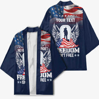 Never Forget Freedom American Memorial Day Personalized Kimono