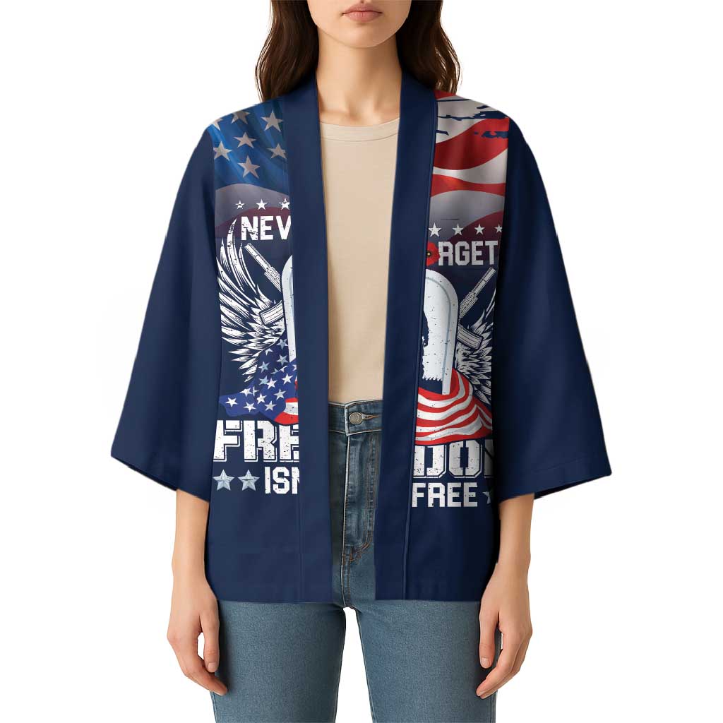Never Forget Freedom American Memorial Day Personalized Kimono