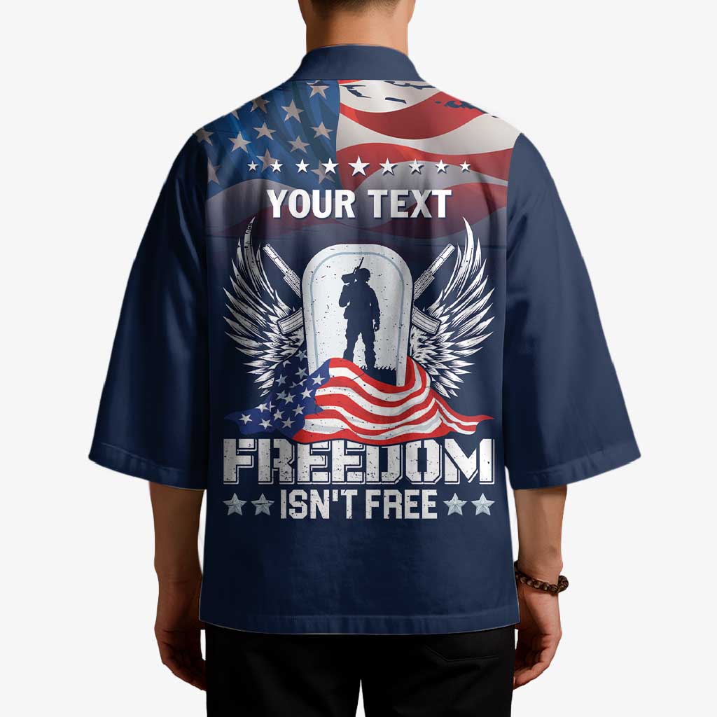 Never Forget Freedom American Memorial Day Personalized Kimono