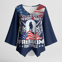 Never Forget Freedom American Memorial Day Personalized Kimono Sleeve Blouse