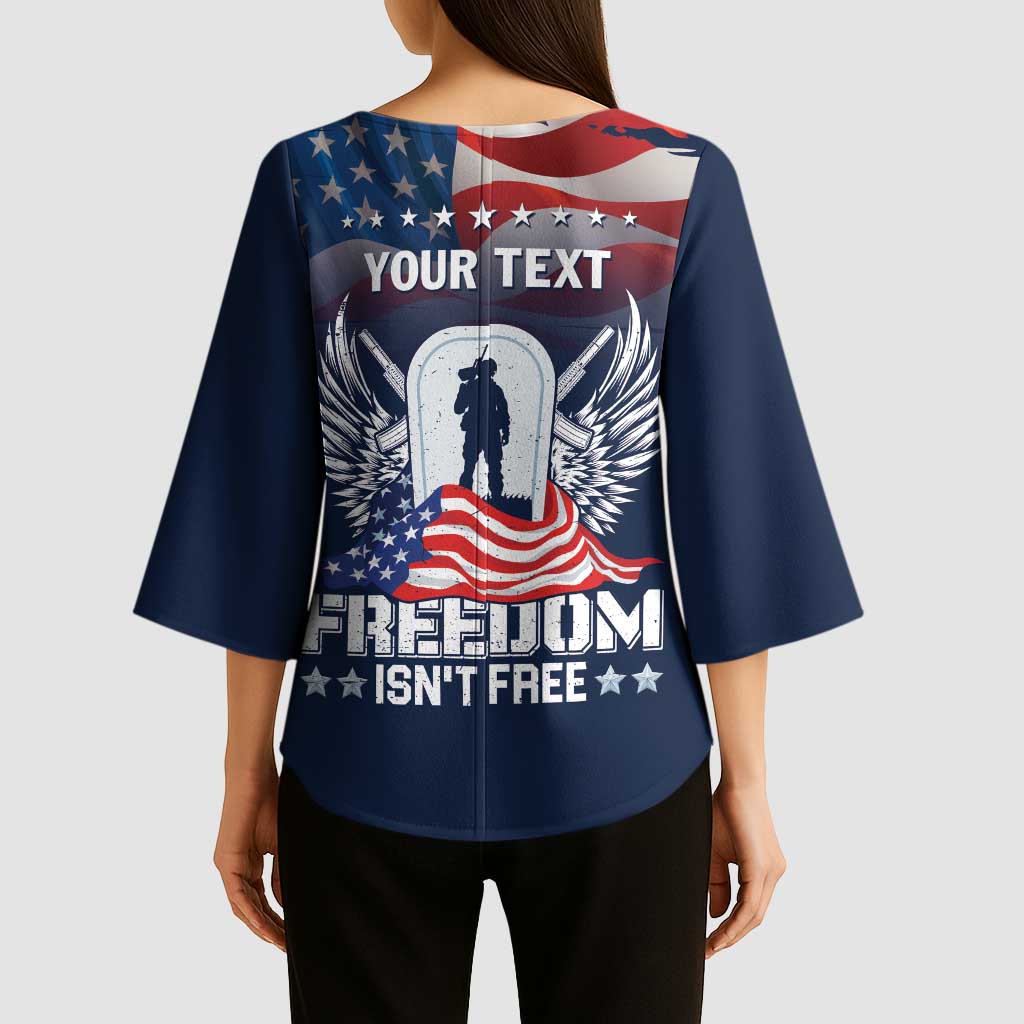 Never Forget Freedom American Memorial Day Personalized Kimono Sleeve Blouse