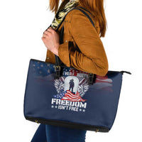Never Forget Freedom American Memorial Day Leather Tote Bag