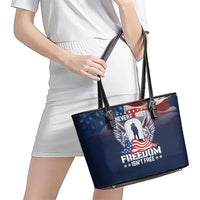 Never Forget Freedom American Memorial Day Leather Tote Bag