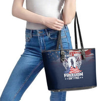 Never Forget Freedom American Memorial Day Leather Tote Bag