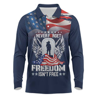 Never Forget Freedom American Memorial Day Personalized Long Sleeve Polo Shirt