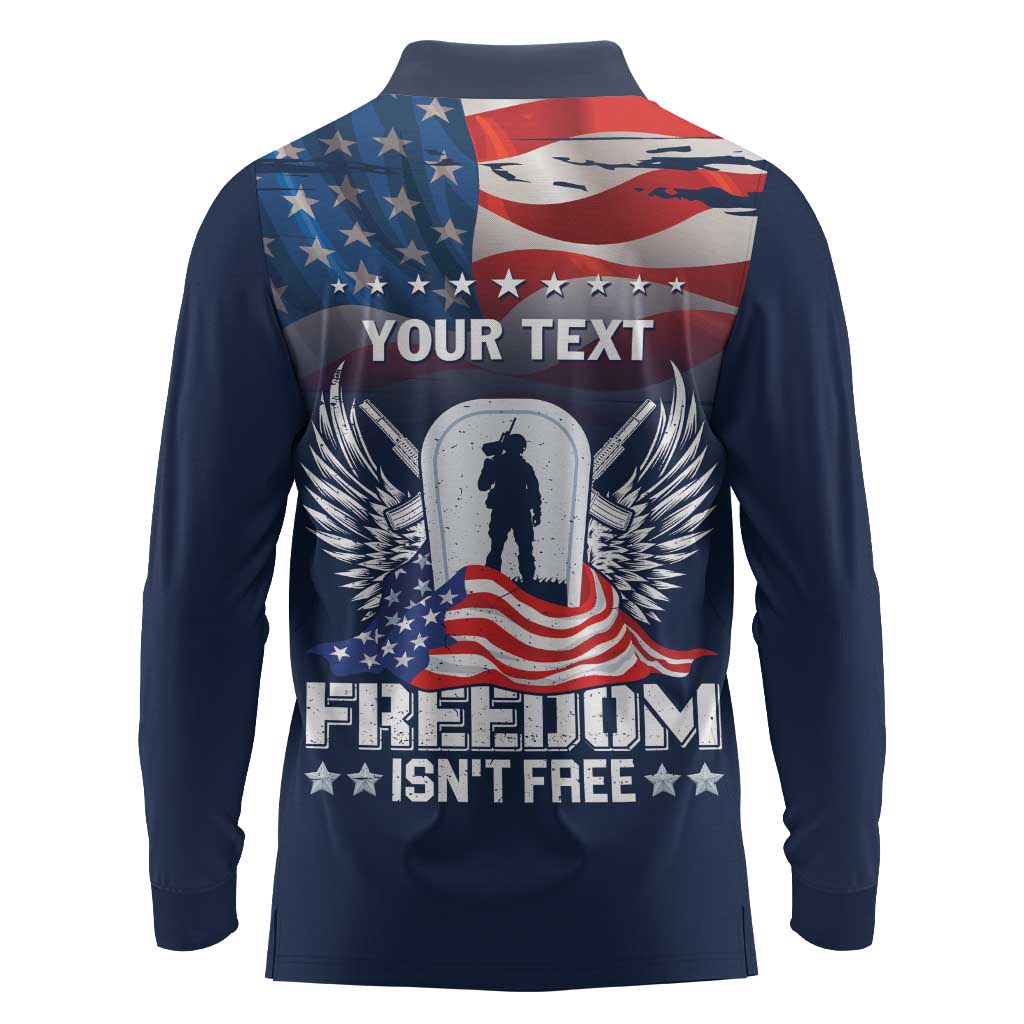 Never Forget Freedom American Memorial Day Personalized Long Sleeve Polo Shirt