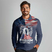 Never Forget Freedom American Memorial Day Personalized Long Sleeve Polo Shirt