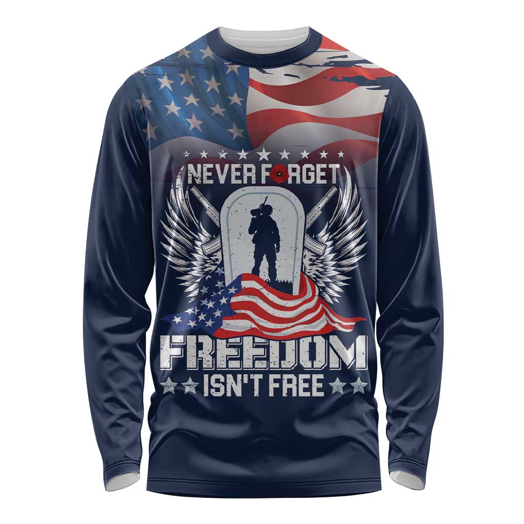 Never Forget Freedom American Memorial Day Personalized Long Sleeve Shirt