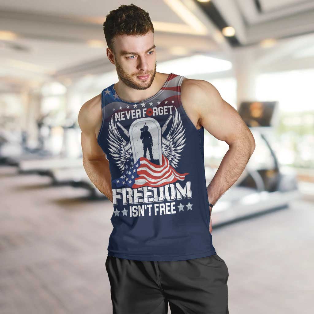 Never Forget Freedom American Memorial Day Personalized Men Tank Top