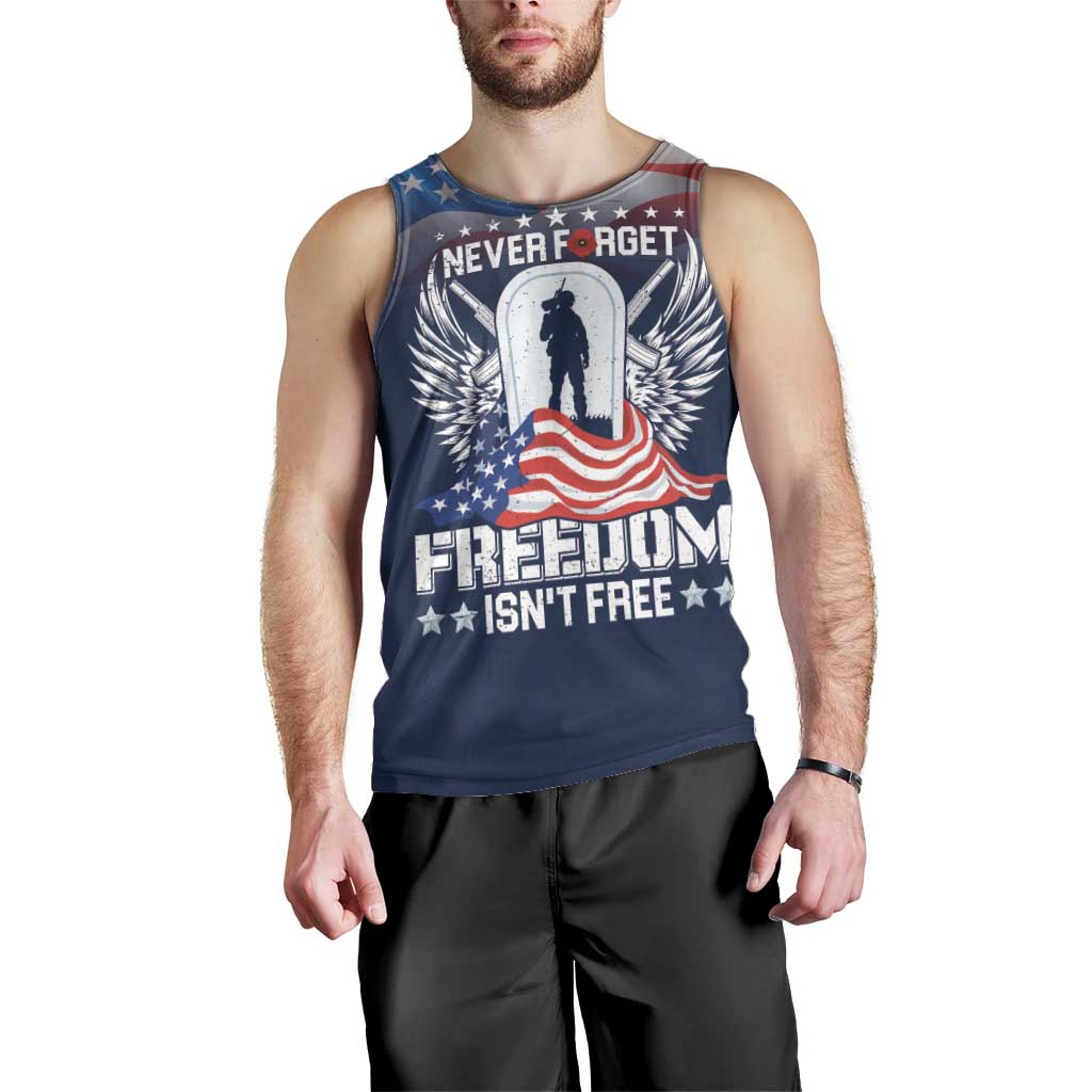 Never Forget Freedom American Memorial Day Personalized Men Tank Top