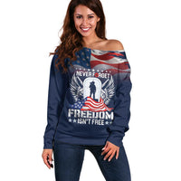 Never Forget Freedom American Memorial Day Personalized Off Shoulder Sweater