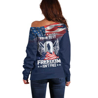 Never Forget Freedom American Memorial Day Personalized Off Shoulder Sweater