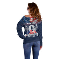 Never Forget Freedom American Memorial Day Personalized Off Shoulder Sweater