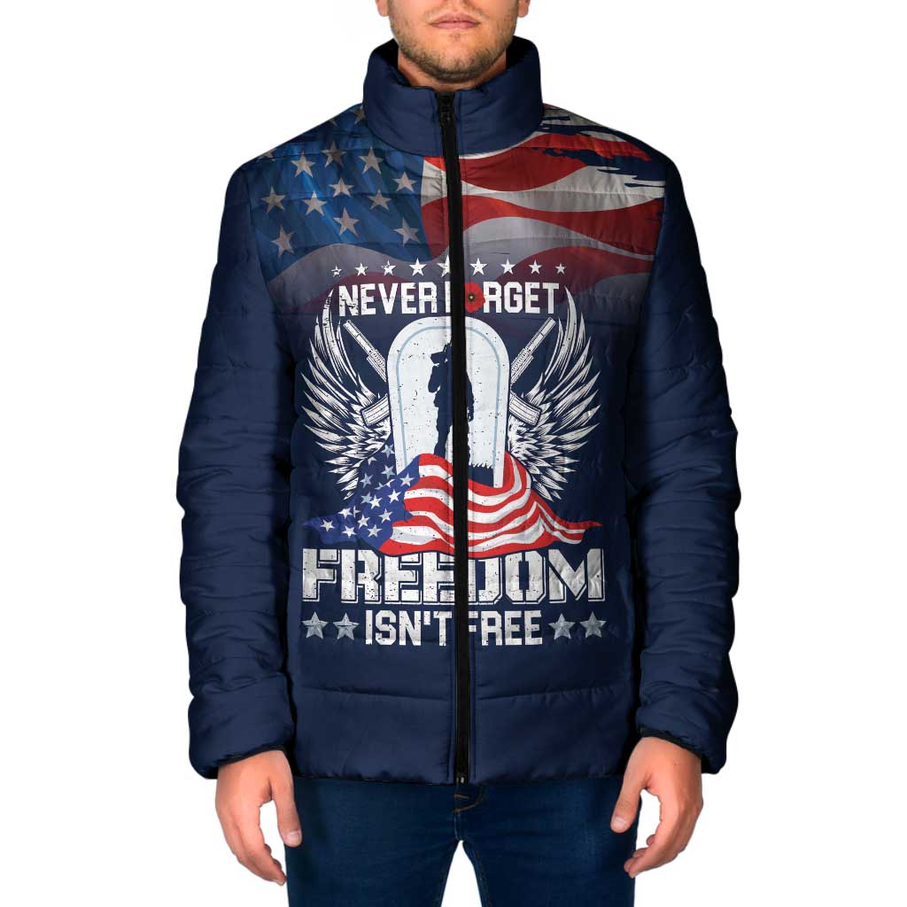 Never Forget Freedom American Memorial Day Personalized Padded Jacket