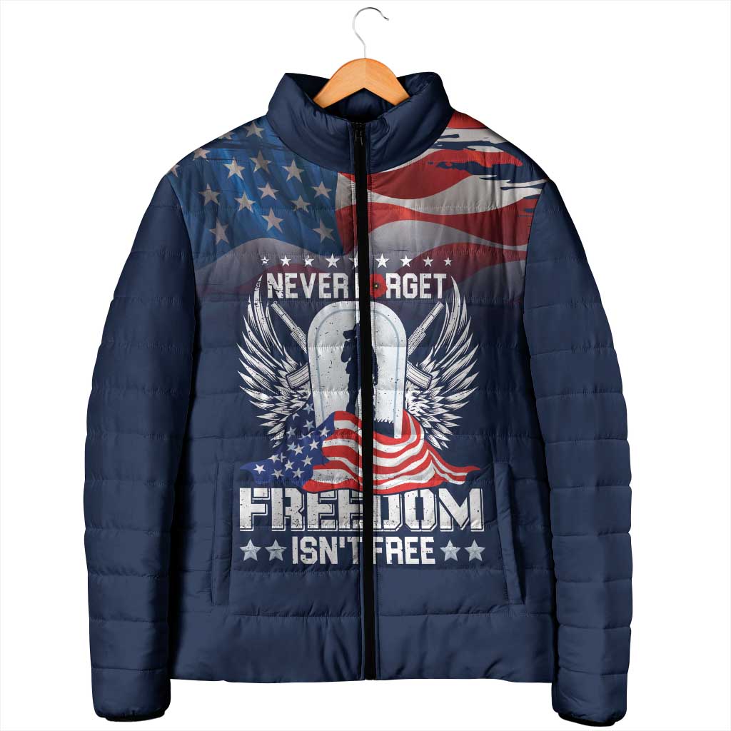 Never Forget Freedom American Memorial Day Personalized Padded Jacket