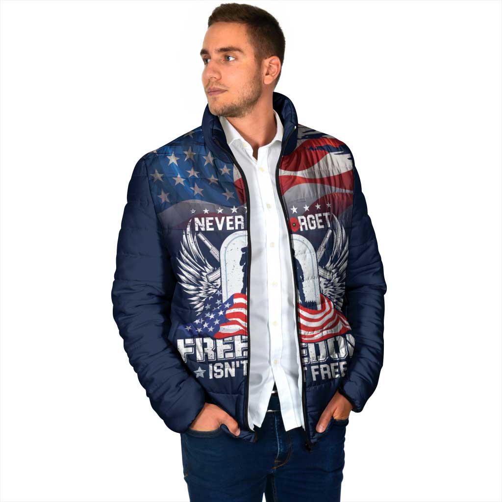 Never Forget Freedom American Memorial Day Personalized Padded Jacket