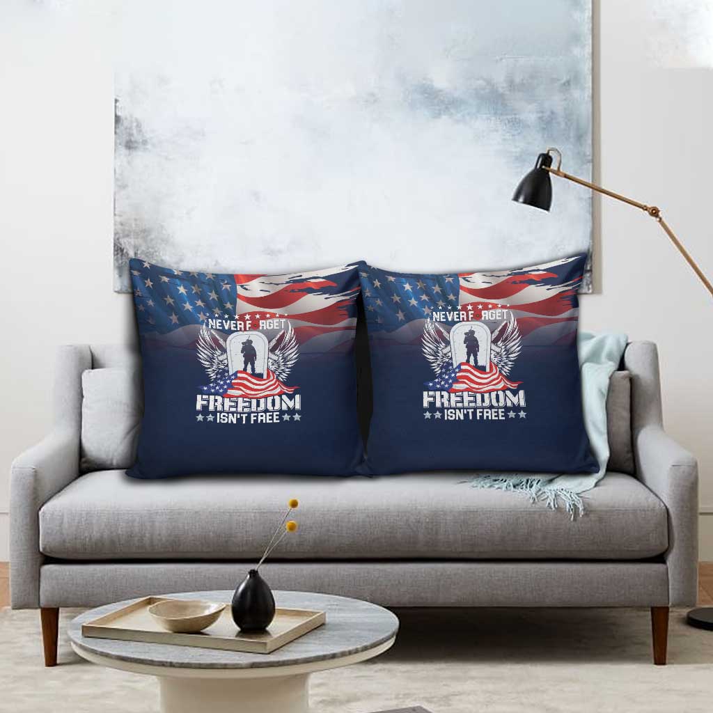 Never Forget Freedom American Memorial Day Pillow Cover