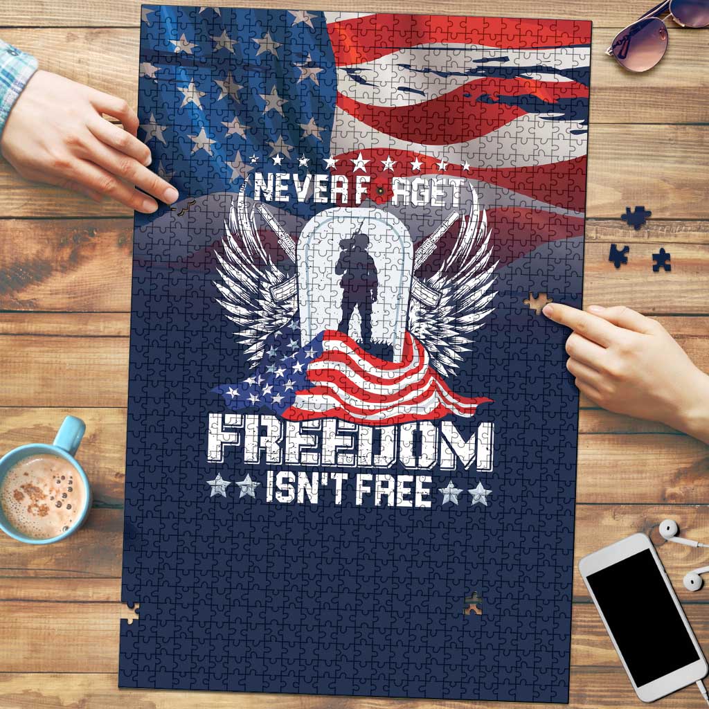 Never Forget Freedom American Memorial Day Puzzle