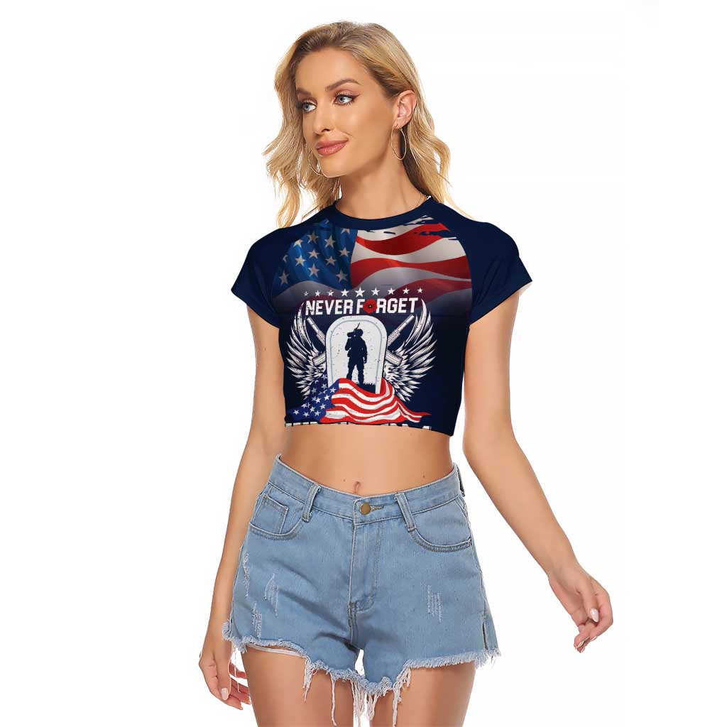 Never Forget Freedom American Memorial Day Personalized Raglan Cropped T Shirt
