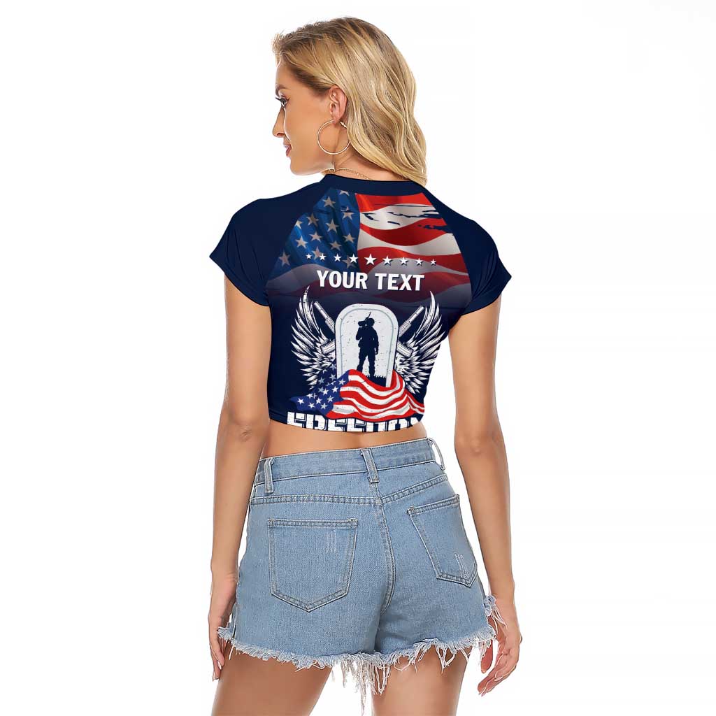 Never Forget Freedom American Memorial Day Personalized Raglan Cropped T Shirt