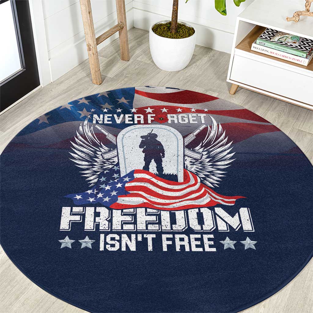 Never Forget Freedom American Memorial Day Round Carpet