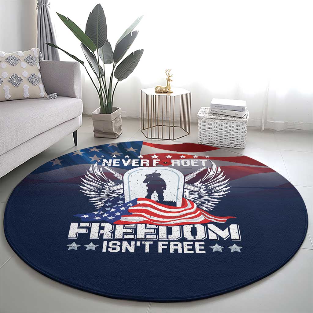 Never Forget Freedom American Memorial Day Round Carpet