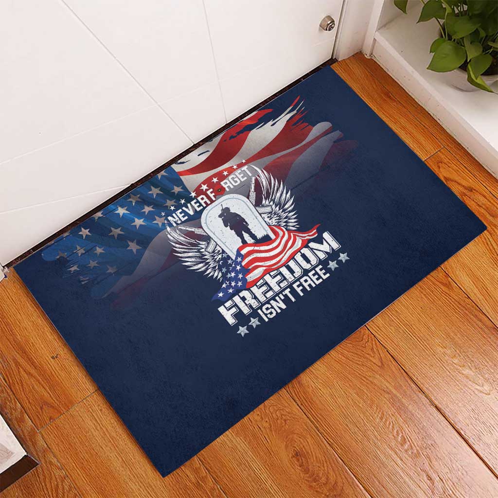 Never Forget Freedom American Memorial Day Rubber Doormat