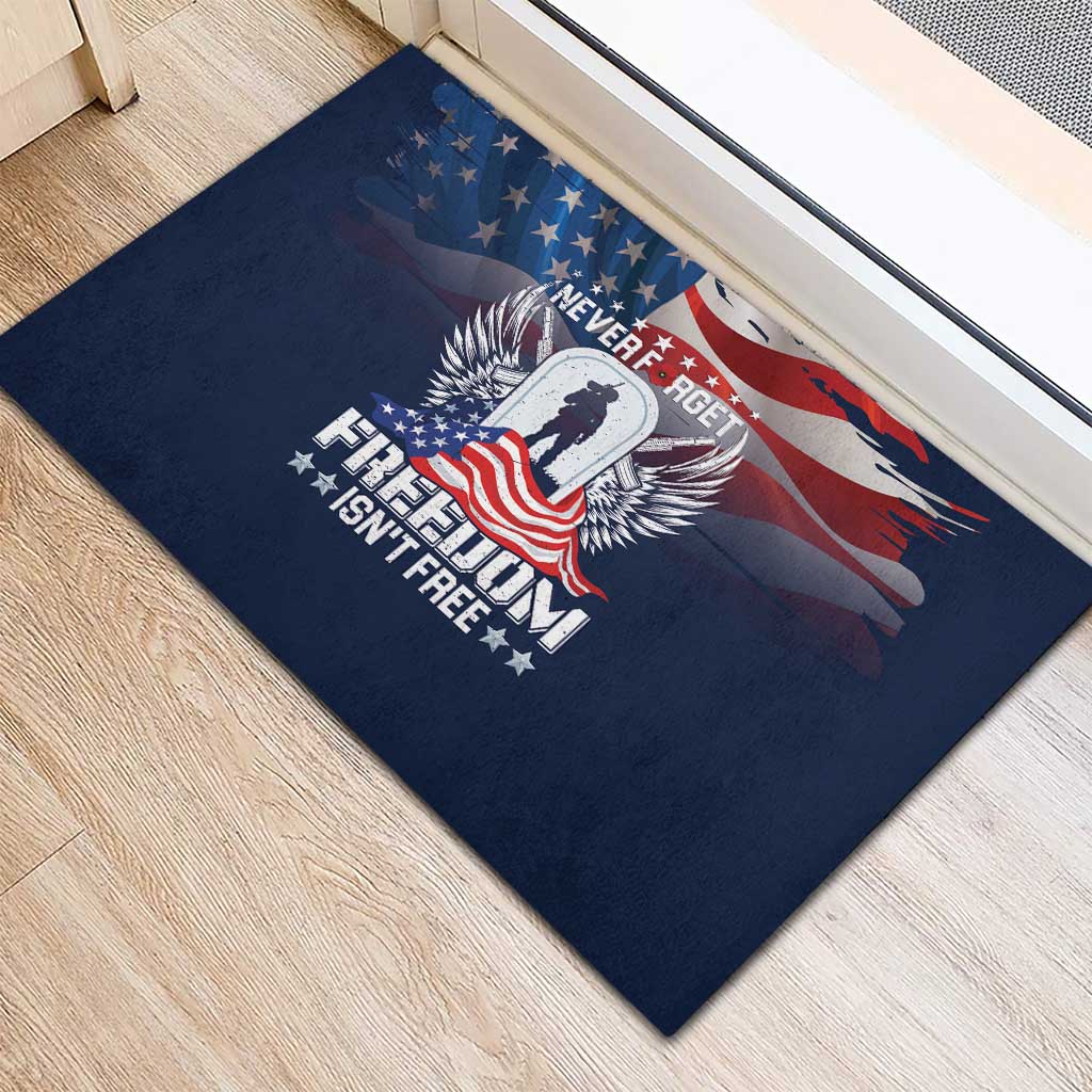 Never Forget Freedom American Memorial Day Rubber Doormat
